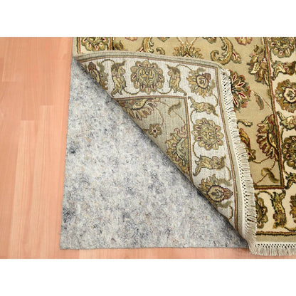 Rug 2'6"x8' Brown Rajasthan Leaf Design Hand Knotted Wool & Silk Runner