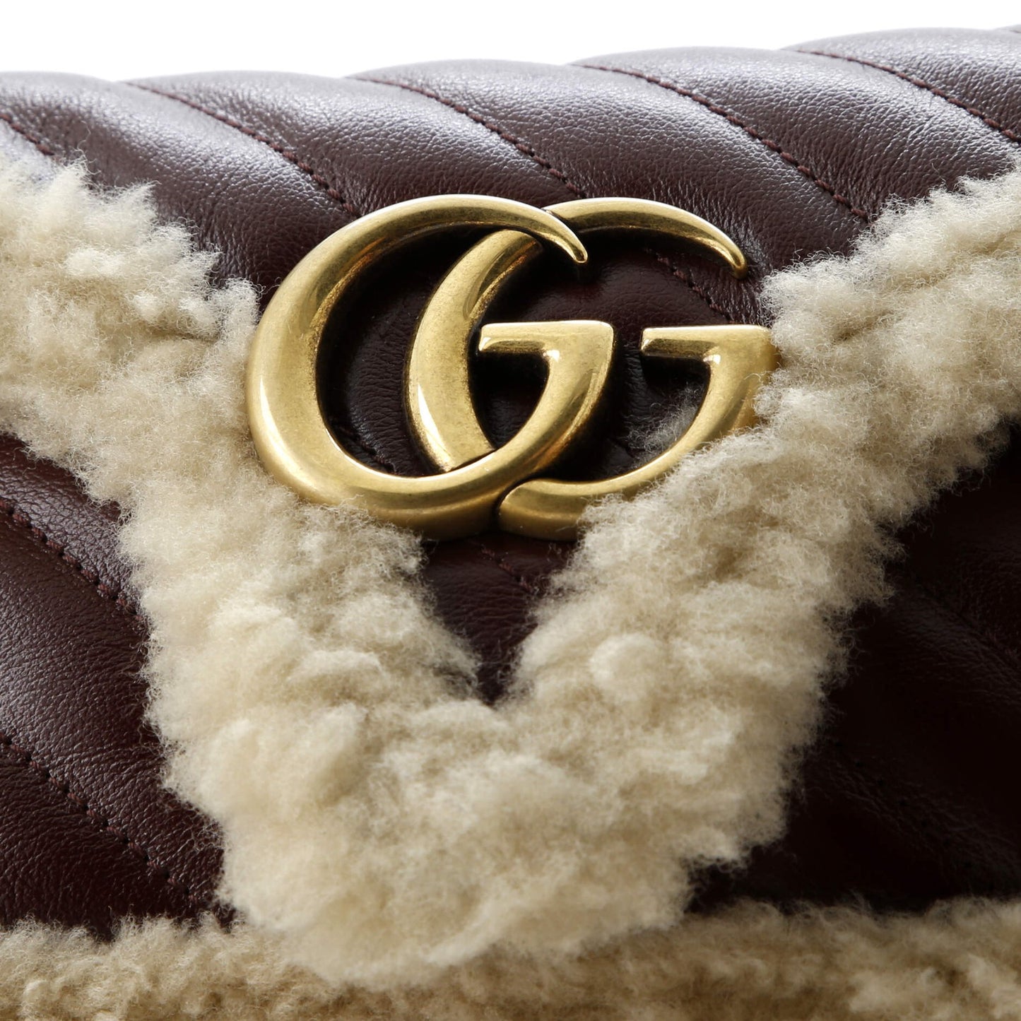 Gucci Gg Marmont Flap Bag Diagonal Quilted Leather With Wool Trim Small