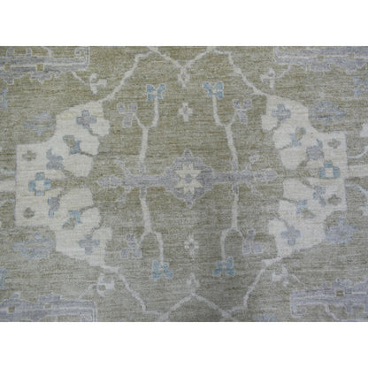 12'1"X15'5" Gray Afghan Angora Oushak Wool Hand Knotted Oversized Rug