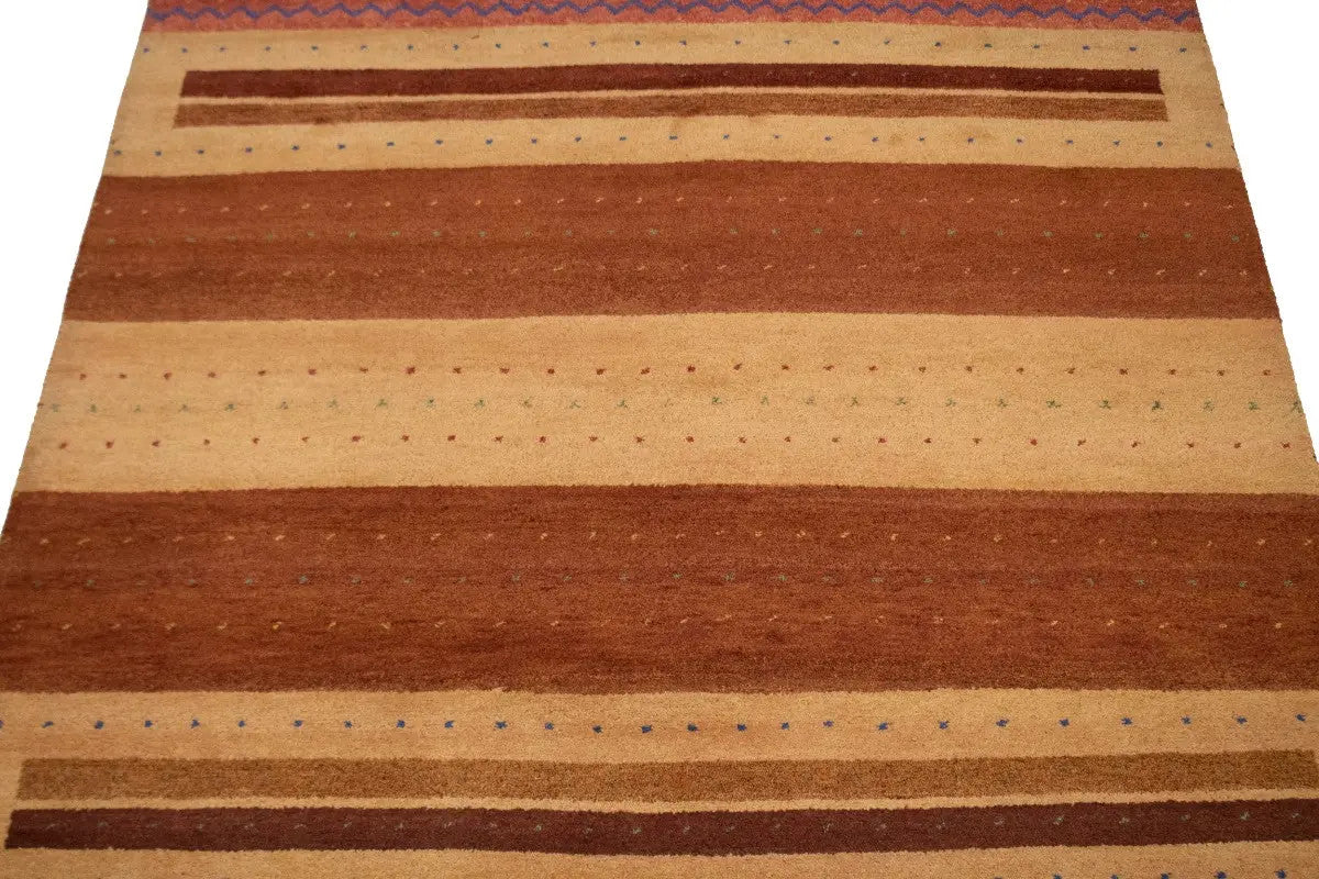 Handmade Gabbeh Rug Modern Tribal Stripes Design Wool Oriental Carpet 7X10 ft