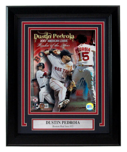 Dustin Pedroia Autographed 8X10 Photo Boston Red Sox Framed Beckett 188967