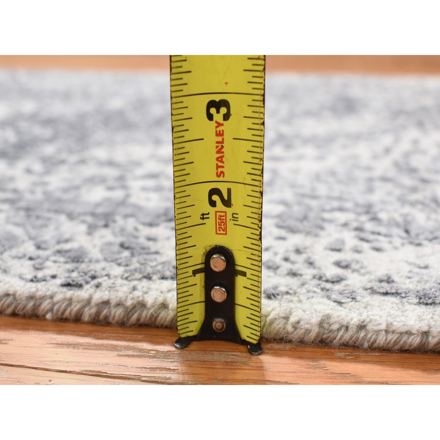 2'1"X3'1" Gray Zoroastrian Design Hand Knotted Wool And Silk Mat Rug