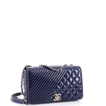 Chanel Coco Boy Flap Bag Quilted Patent Medium