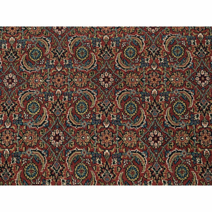 4'X6'3" Wool And Silk Herati Design Hand Knotted 250 Kpsi Red Rug