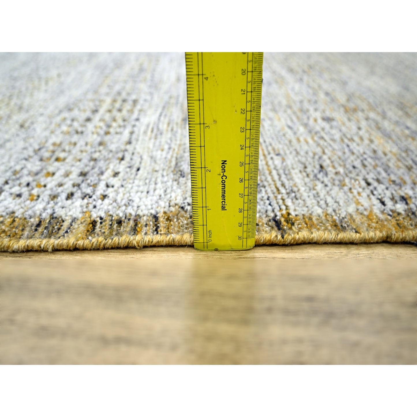 2'8"X6' White & Gold Wool Oxidized Grass Design Hand Knotted Runner Rug