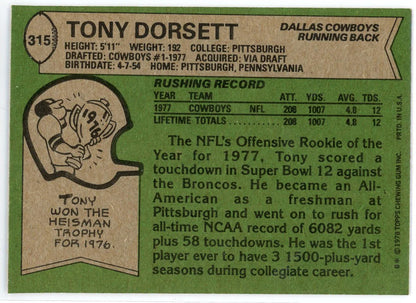Tony Dorsett 1978 Topps Rookie Card