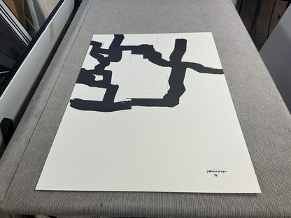 Chillida Collage 26.75" x 18.75" Lithograph 1995 Black White Abstract