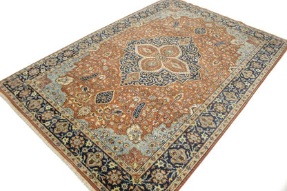 6X9 Ft Handmade Rust Serapi Oriental Rug Farmho
