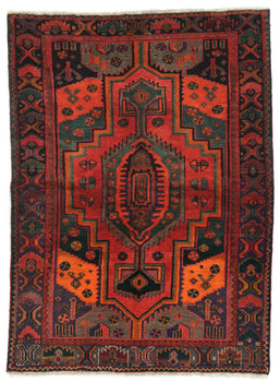 Handmade Vintage Tribal Red Floral Wool 4'8X6'4