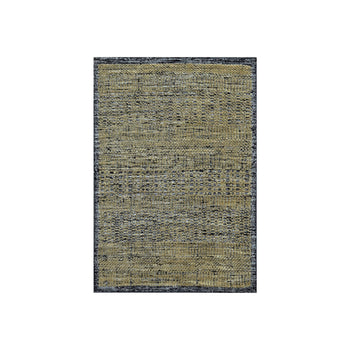 2'X3' Black & Brown Oxidized Grass Design, 100% Wool Hand Knotted Mat Rug