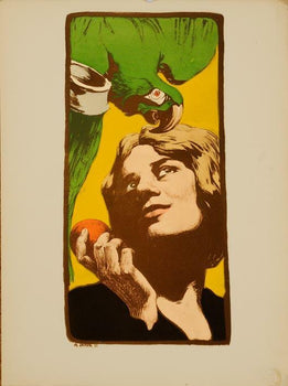 Original Vintage French Poster La Femme Au Perroquet Yank Estampe Moderne 1897