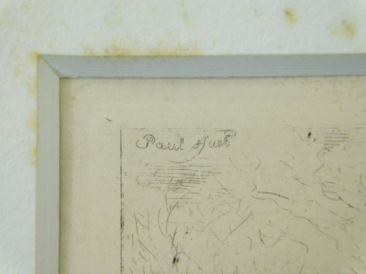 1866 Paul Huet "Old Houses at Honfleur Port" Original Etching Framed with Box