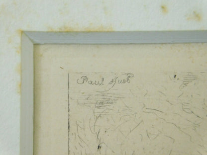 1866 Paul Huet "Old Houses at Honfleur Port" Original Etching Framed with Box