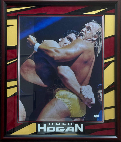 Hulk Hogan Autographed 16X20 Framed Photo Vs Andre The Giant (Jsa)