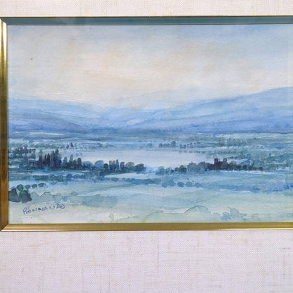 French Art Original Watercolor Signed Framed Landscape