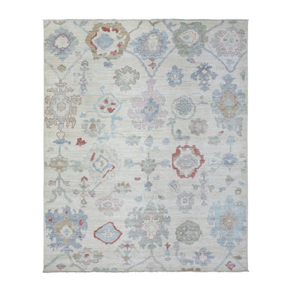 8'2"X10' Ivory Hand Knotted Afghan Angora Oushak Pure Wool Rug