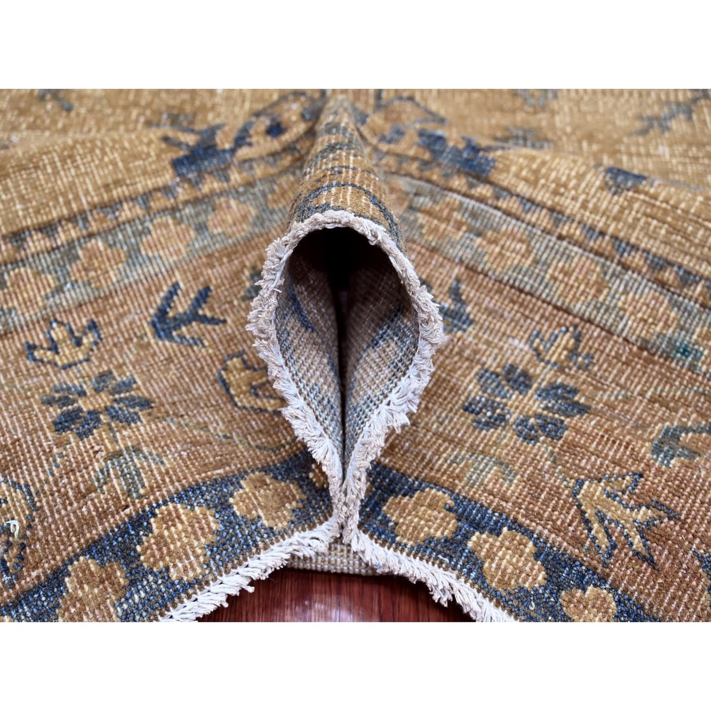 8'X9'1" Brown Overdyed Kazak Geometric Hand Knotted All Wool Squarish Rug