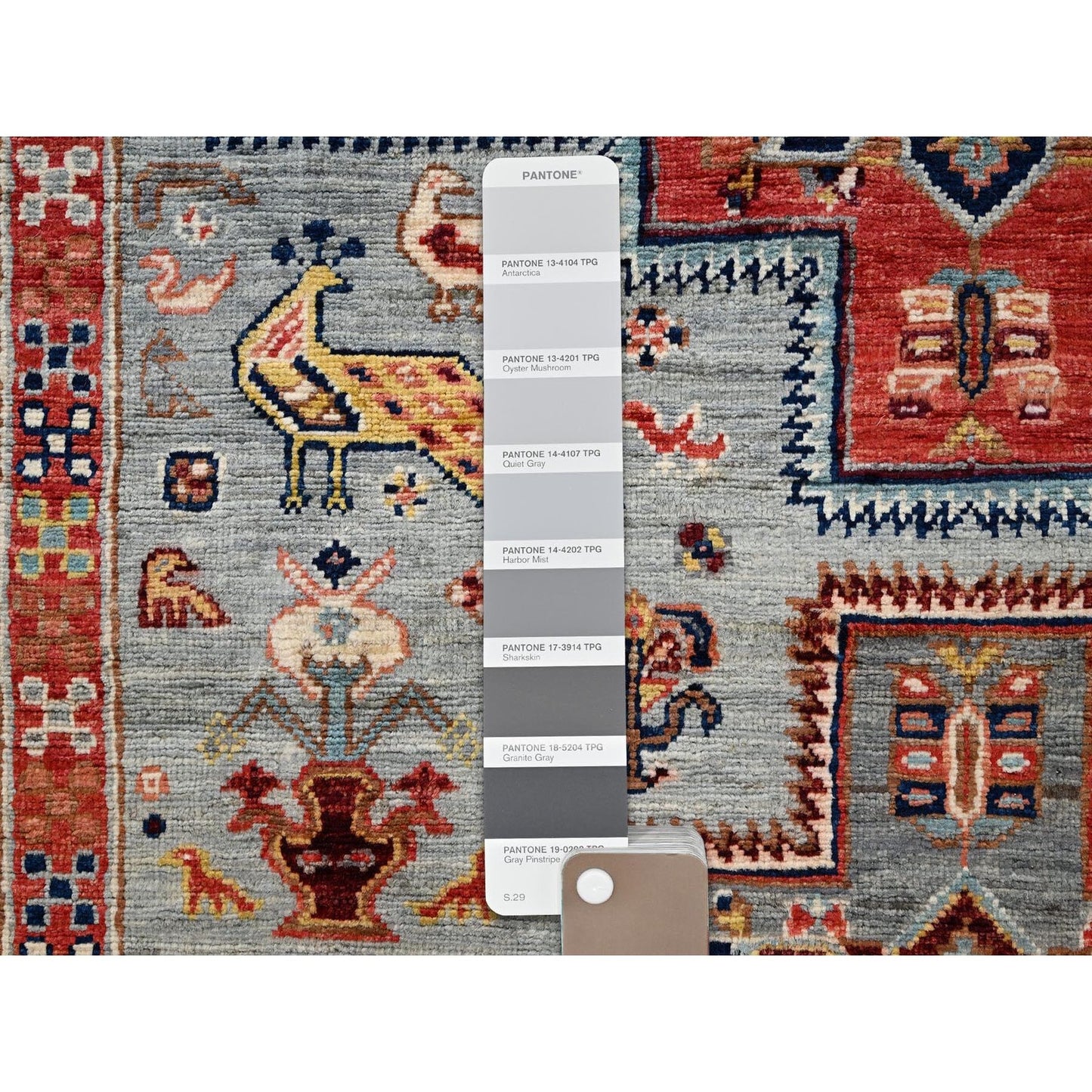 3'X5' Gray Hand Knotted Rug All Wool Armenian Inspired Caucasian Design