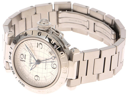 Cartier Pasha C Meridian Gmt Silver Automatic Oh/Polished