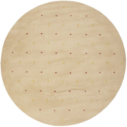 8X8 Ft Round Gabbeh Rug Modern Beige Tribal