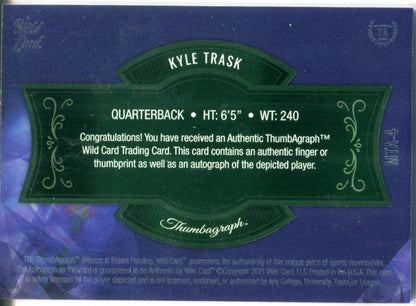 Kyle Trask Autographed 2021 Wild Card Matte Fingerprints Rookie Card #Mta-4