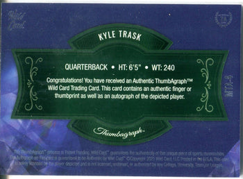Kyle Trask Autographed 2021 Wild Card Matte Fingerprints Rookie Card #Mta-4