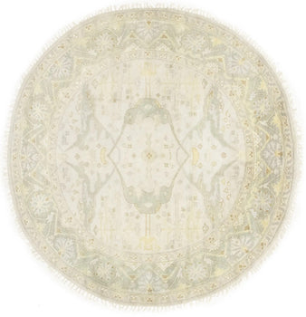 ft Handmade Cream Round Oushak Chobi Oriental Rug Floral Carpet Home Decor 8X8