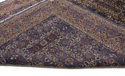 Vintage Blue Wool Oriental Rug Allover Floral