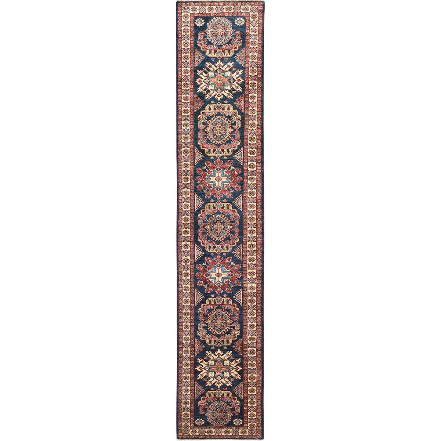 2'7"X13'6" Space Cadet Afghan Super Kazak Wool Hand Knotted Oriental Rug