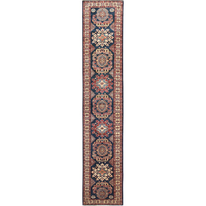 2'7"X13'6" Space Cadet Afghan Super Kazak Wool Hand Knotted Oriental Rug