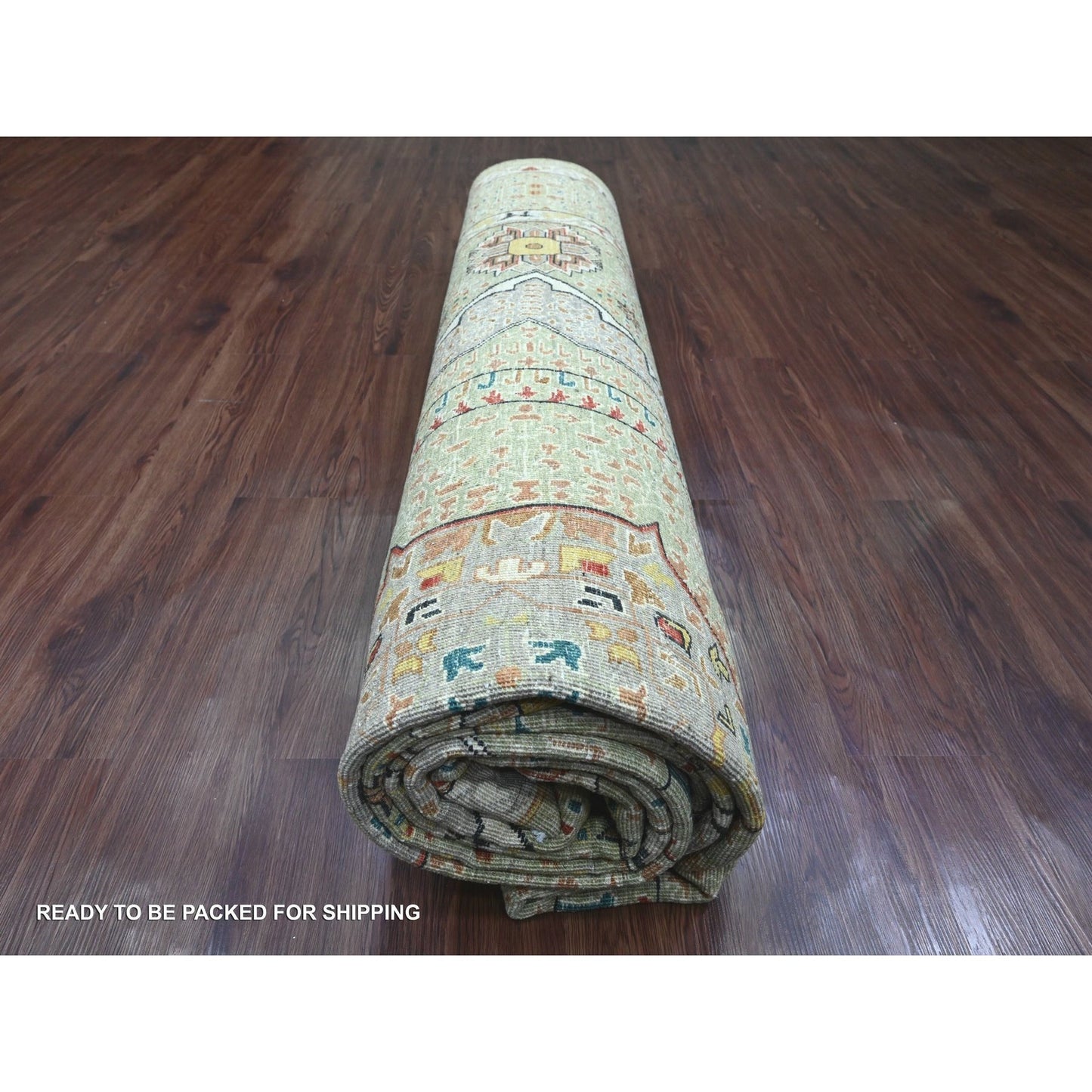 10'X13'4" Green 14Th Century Mamluk Dynasty Pattern Hand Knotted Wool Rug