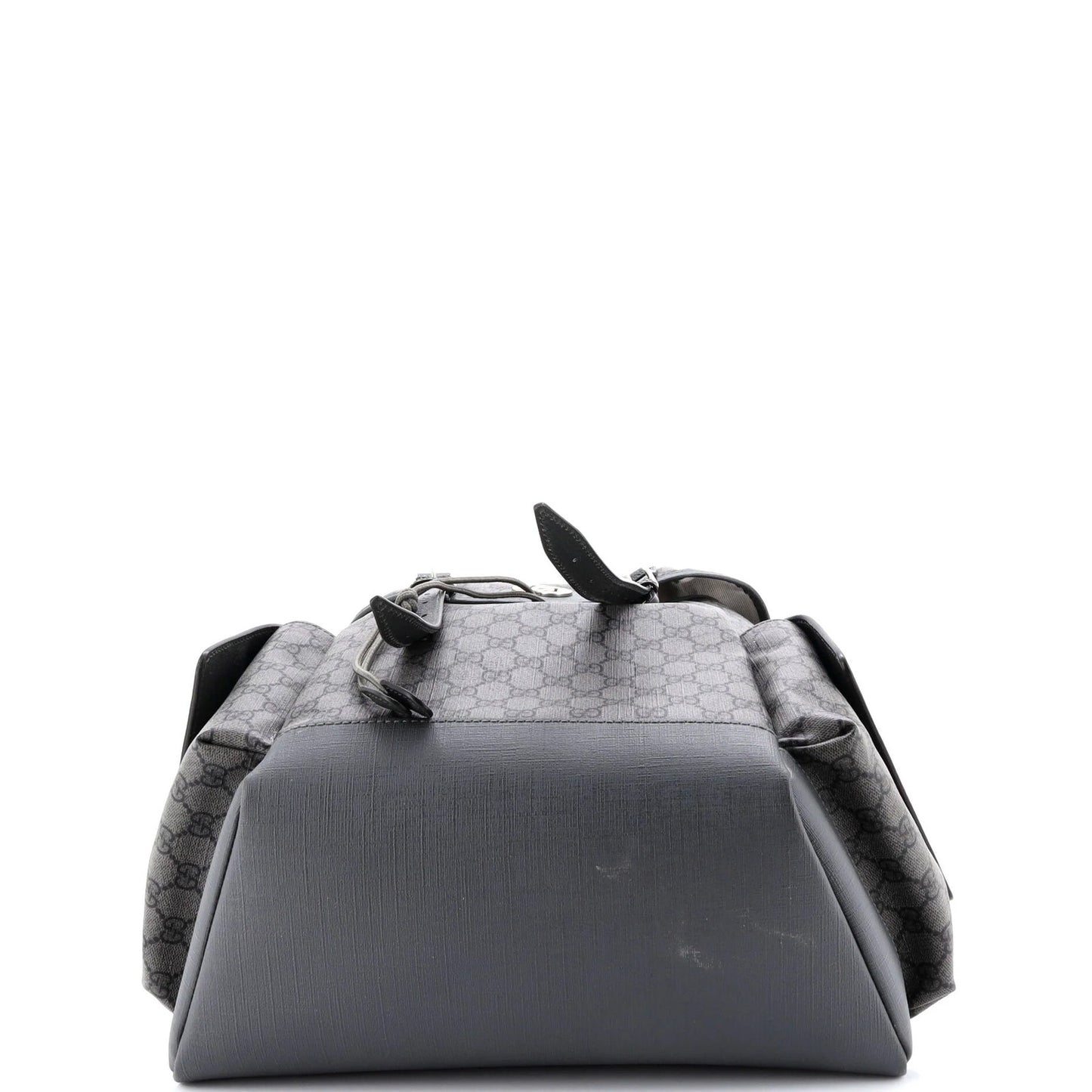 Gucci Double Pocket Buckle Backpack Printed Gg Coated Canvas Large