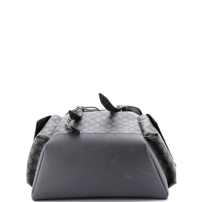 Gucci Double Pocket Buckle Backpack Printed Gg Coated Canvas Large