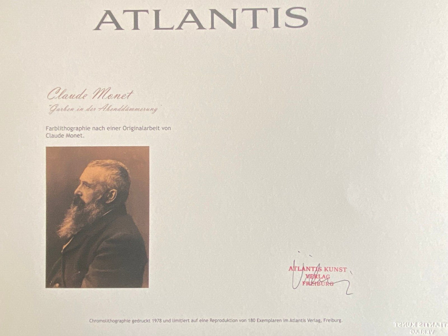 Claude Monet Lithograph Signed Numbered Stamp
