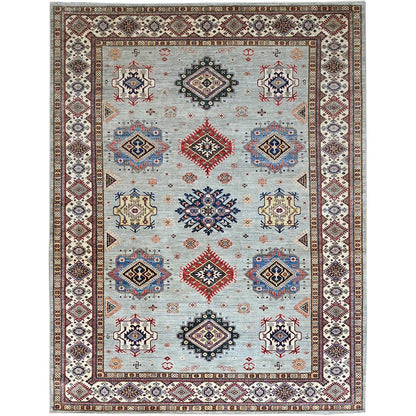 9'X11'9" Tempered Gray Afghan Super Kazak Hand Knotted Wool Oriental Rug