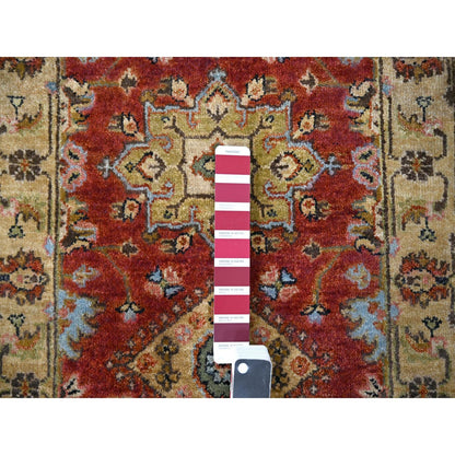 2'X3' Red And Beige Karajeh Design Wool Hand Knotted Oriental Rug