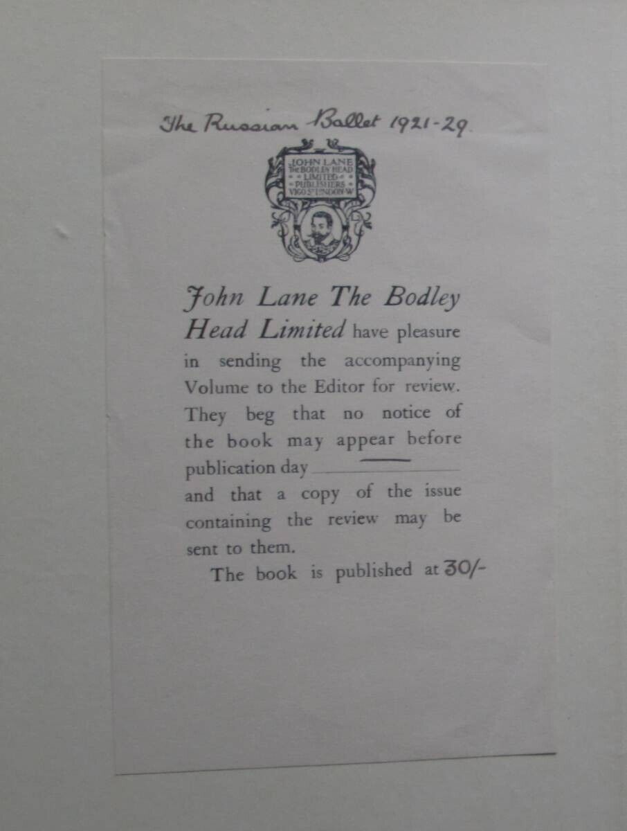 The Russian Ballet 1921-1929 Les Ballets Russes