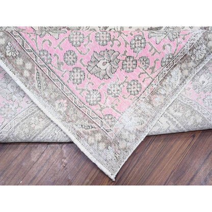 11'3"X15'9" Blush Pink Vintage Tebraz Soft Wool Hand Knotted Rug