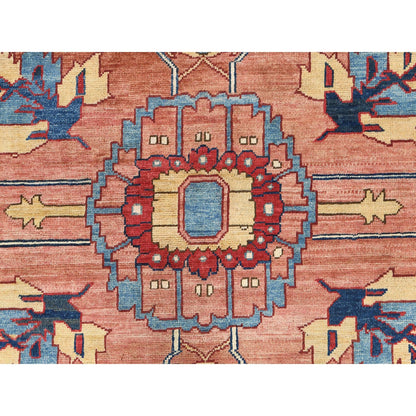9'X12' Rich Red Medallion Design Natural Wool Hand Knotted Oriental Rug