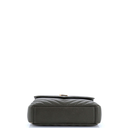 Saint Laurent Classic Monogram College Bag Matelasse Chevron Leather Medium