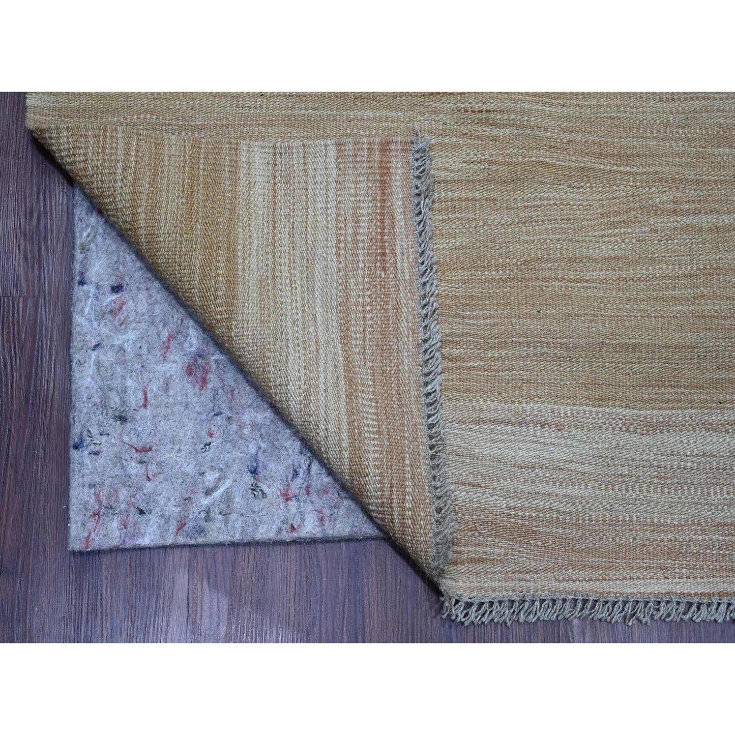 9'1"X12'2" Tumbleweed Brown Solid Design Afghan Mixed Flat Weave Wool Rug