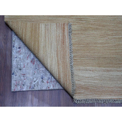 9'1"X12'2" Tumbleweed Brown Solid Design Afghan Mixed Flat Weave Wool Rug