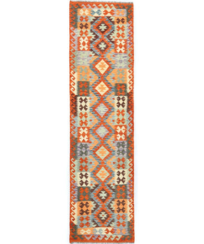 Reversible Geometric Multicolored Kilim Runner