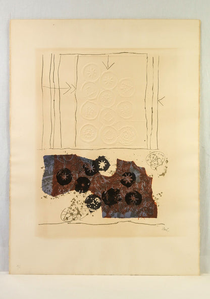 Antoni Clav 1970 Signed Lithograph With Embossing "Trobadors Vii" Ltd Ed 50