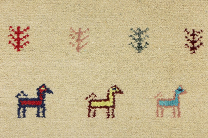 Hand-Knotted Tribal Indo-Gabbeh Pictorial Runner