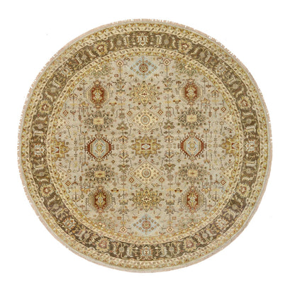 10'X10' Light Gray Karjihooz Design Pure Wool Hand Knotted Round Rug