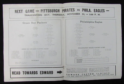 November 12, 1939 Philadelphia Eagles Vs. Packers
