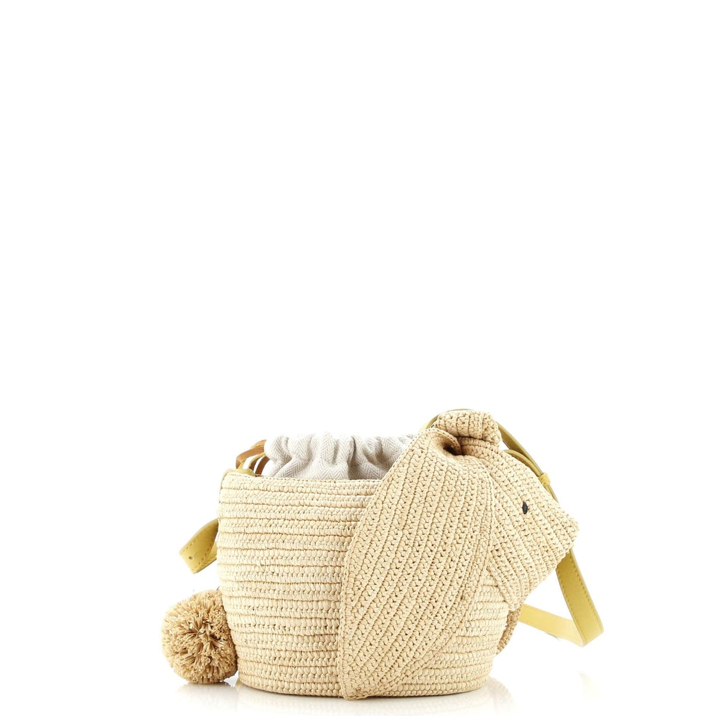 Loewe Bunny Drawststring Bucket Bag Raffia Small