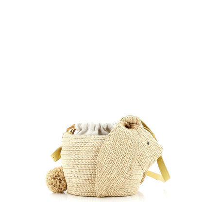 Loewe Bunny Drawststring Bucket Bag Raffia Small