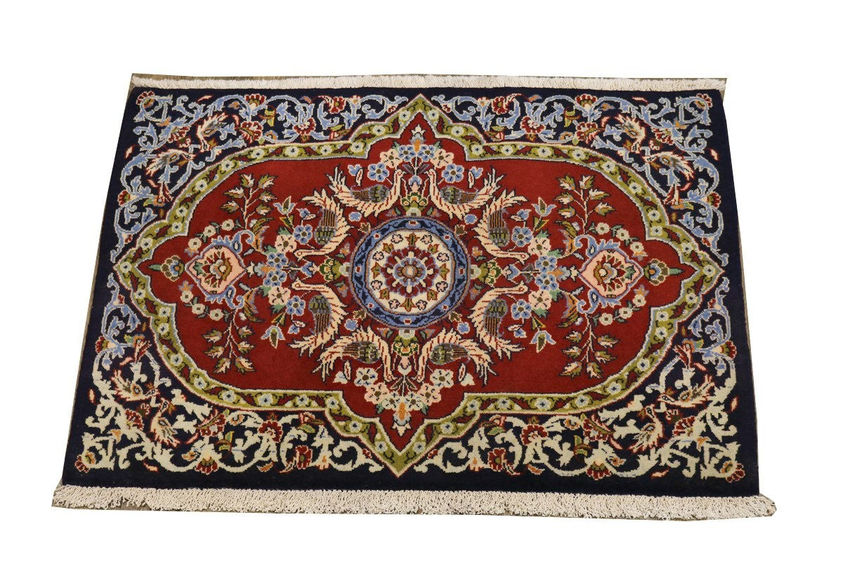 Rug handmade wool birds oriental 2x3 classic home decor carpet